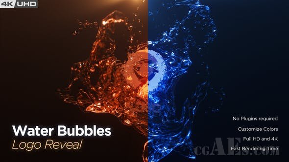 水泡沫LOGO展示-VIDEOHIVE – WATER BUBBLE LOGO REVEAL – 26136501