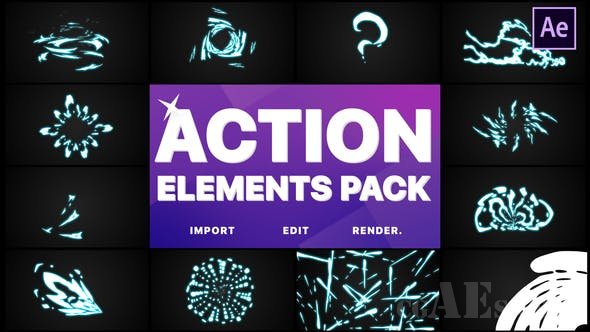 2D 特效元素-VIDEOHIVE – ACTION ELEMENTS | AFTER EFFECTS 26118234
