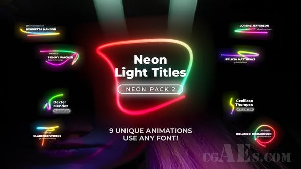 霓虹灯效果标题模板-VIDEOHIVE – NEON LIGHT TITLES 2 26190762