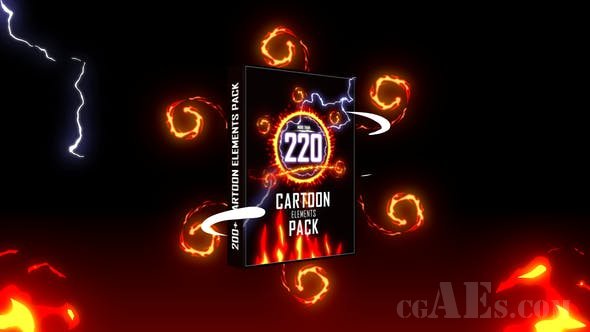 220个卡通特效元素包-VIDEOHIVE – 220+ CARTOON ELEMENTS PACK – 22561087