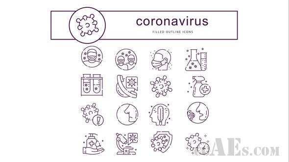 冠状病毒动画图标-VIDEOHIVE – CORONAVIRUS – ANIMATED ICONS – 26234935