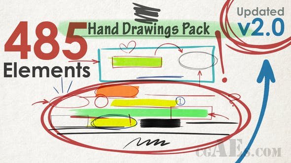 手绘元素包-VIDEOHIVE – HAND DRAWINGS PACK (485 ELEMENTS) V2.0 – 22738315