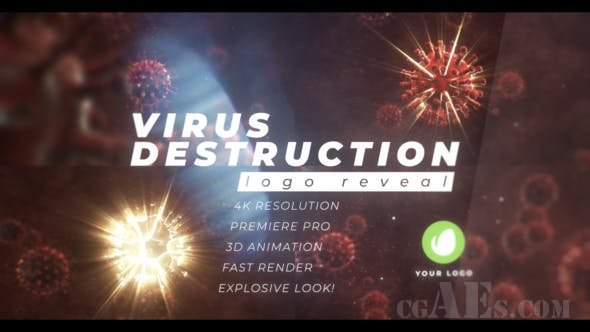 毁灭病毒LOGO展示-VIDEOHIVE – VIRUS DESTRUCTION LOGO REVEAL 26328449