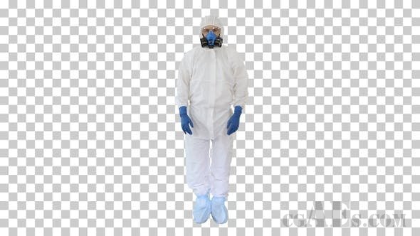 医生穿着防护服-VIDEOHIVE – DOCTOR WEARING PROTECTIVE HAZARD SUIT ALPHA CHANNEL 26310346