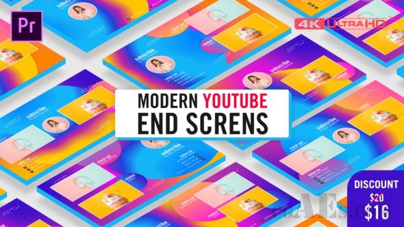 视频结束版面设计-VIDEOHIVE – MODERN YOUTUBE END SCREENS – 26371056