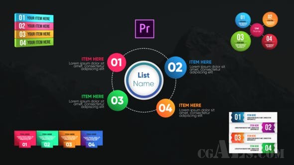 专业信息图表列表-VIDEOHIVE – INFOGRAPHIC MODERN LISTS-PREMIERE PRO 26532318