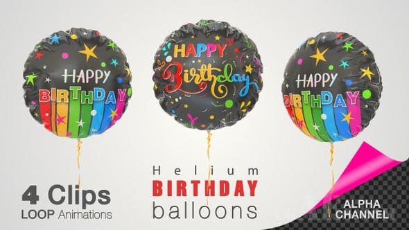 生日快乐庆祝氦气球-VIDEOHIVE – HAPPY BIRTHDAY CELEBRATION HELIUM BALLOONS – 26505289