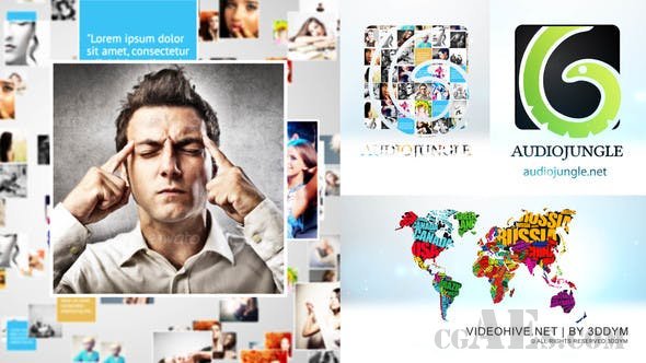 图片汇聚凝聚LOGO展示-VIDEOHIVE – MOSAIC LOGO STING – 22056401