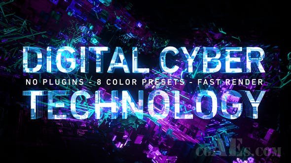 数字网络技术LOGO-VIDEOHIVE – DIGITAL CYBER TECHNOLOGY LOGO REVEAL. 8 COLOR PRESETS. – 26624926