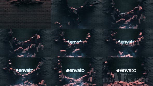 坠砖揭示LOGO展示视频模板-VIDEOHIVE – FALLING BRICKS LOGO – 26889732