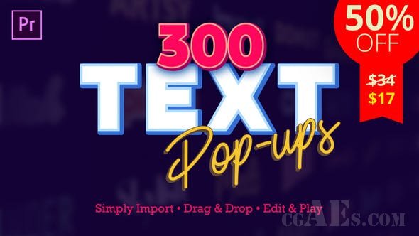 时尚流行标题工具包-VIDEOHIVE – TEXT POPUPS 24372597 V3.1