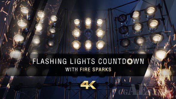 带有火火花的灯光倒计时-VIDEOHIVE – FLASHING LIGHTS COUNTDOWN WITH FIRE SPARKS 24214654