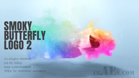 漂亮的彩色烟雾LOGO包装-VIDEOHIVE – SMOKY BUTTERFLIES LOGO – 26386252