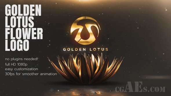 金色花开场片头模板-VIDEOHIVE – GOLDEN LOTUS FLOWER OPENER – 26351523