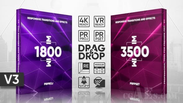 PR转场效果预设包-VIDEOHIVE – TRANSITIONS PRESETS PACK V3 – 22452399