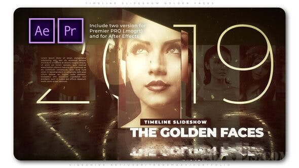 浪漫面孔幻灯片包装-VIDEOHIVE – TIMELINE SLIDESHOW GOLDEN FACES 27456769