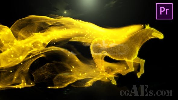 金色粒子马飞驰而过-VIDEOHIVE – TRAILING HORSE LOGO REVEAL – PREMIERE PRO 22853499