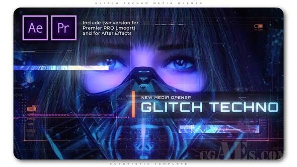 多媒体视频包装视频展示-VIDEOHIVE – GLITCH TECHNO MEDIA OPENER – 28907727