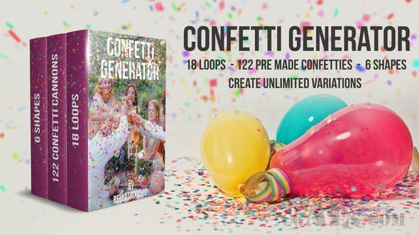 五彩纸屑庆祝包-VIDEOHIVE – CONFETTI GENERATOR BUNDLE – 21668805