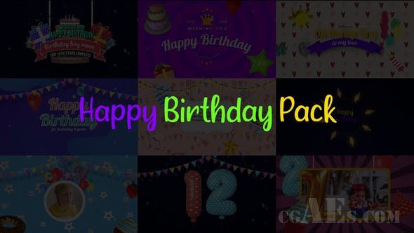 卡通生日元素包-VIDEOHIVE HAPPY BIRTHDAY PACK 29866195