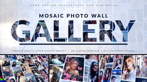 图片相册揭示LOGO标识-VIDEOHIVE – MOSAIC PHOTO GALLERY | LOGO REVEAL – 31061347