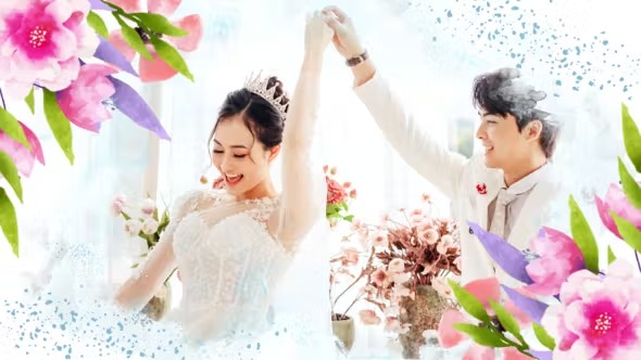 泼墨浪漫风格婚礼幻灯片  Ink Romantc Wedding Slideshow