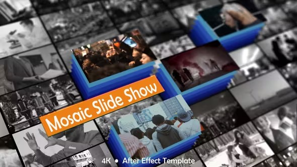 图形切割拼贴视频展示片头AE模板 Mosaic Slide Show